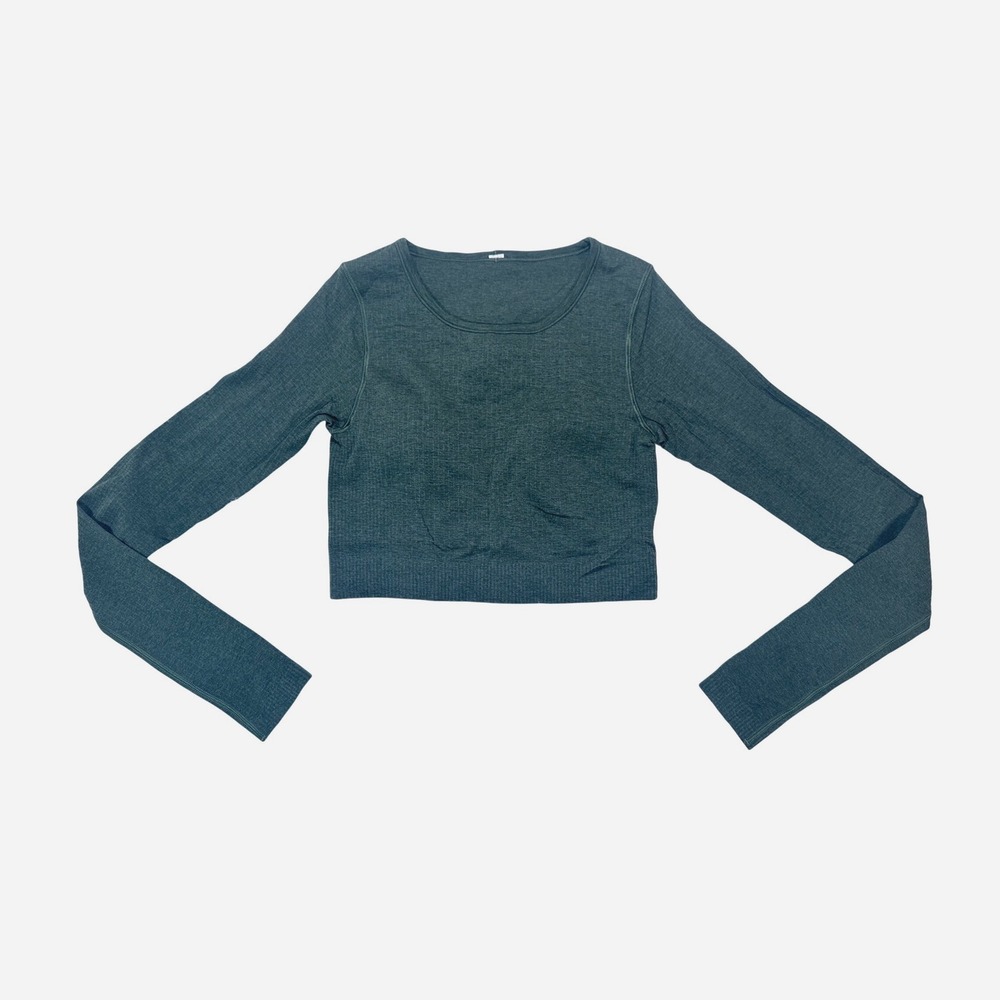 Lululemon Women's Ebb to Street Cropped Long Sleeve Shirt *Smoked Spruce size 6